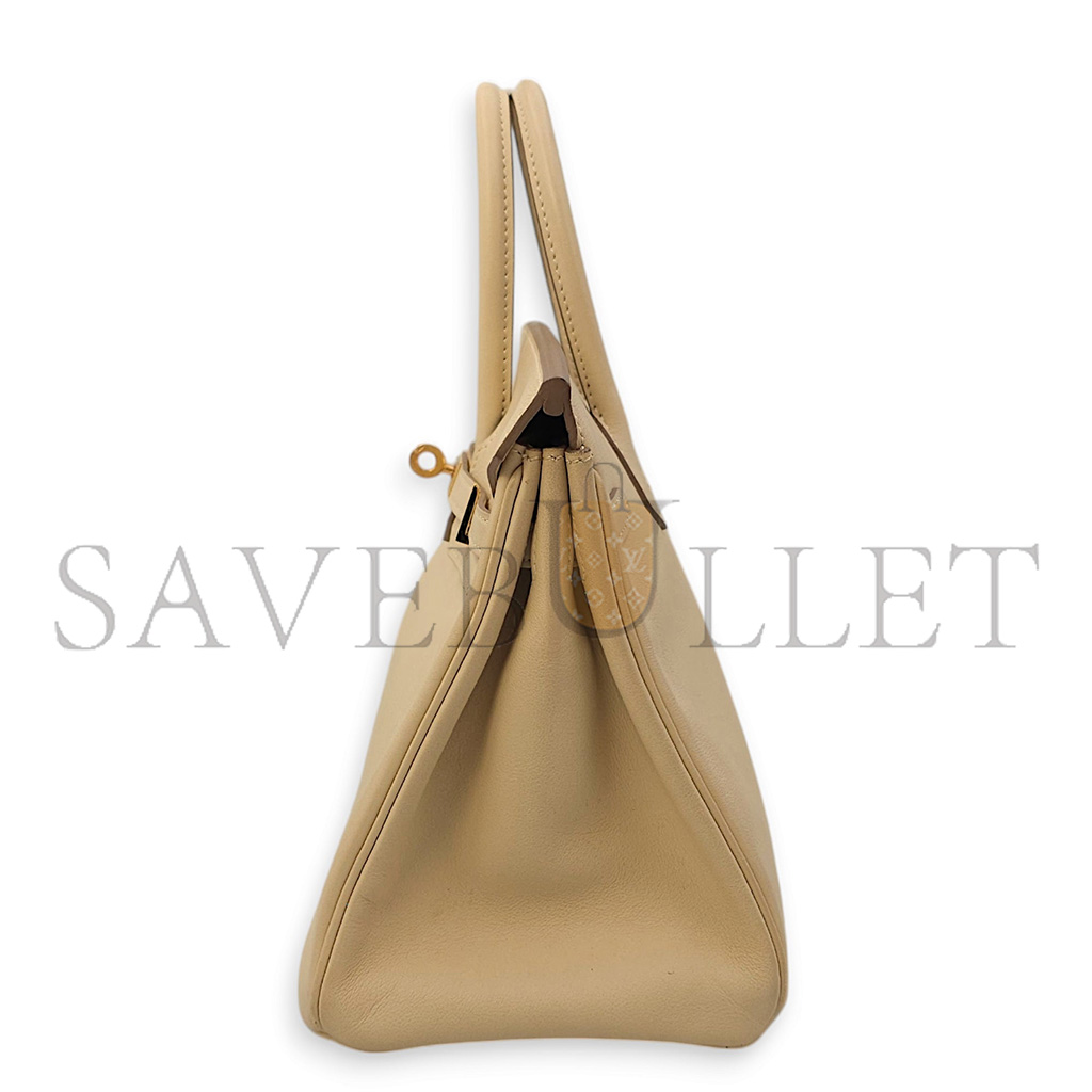 H**mes master birkin 30 swift leather trench coat grey gold buttons bag h049362cc01 (30*23*15cm)